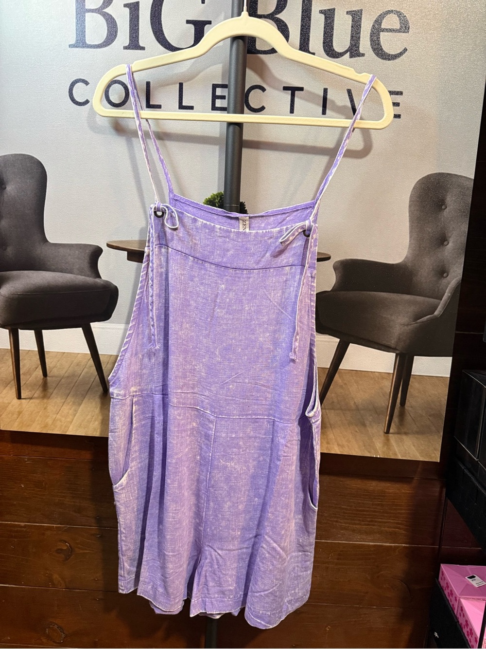 Zenana Outfitters Lavender Tie-Detail Romper